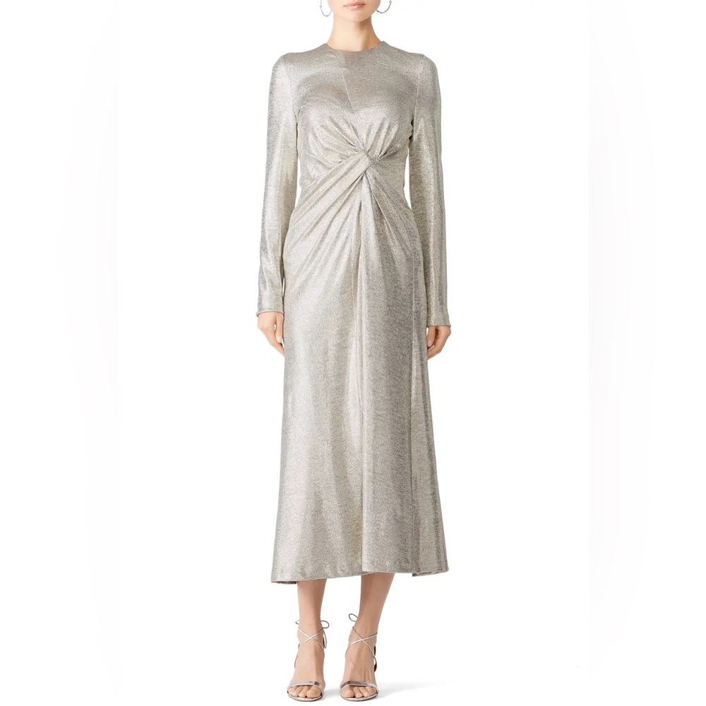 Galvan London Silver Metallic Pinwheel Dress Size 4 US $1,395